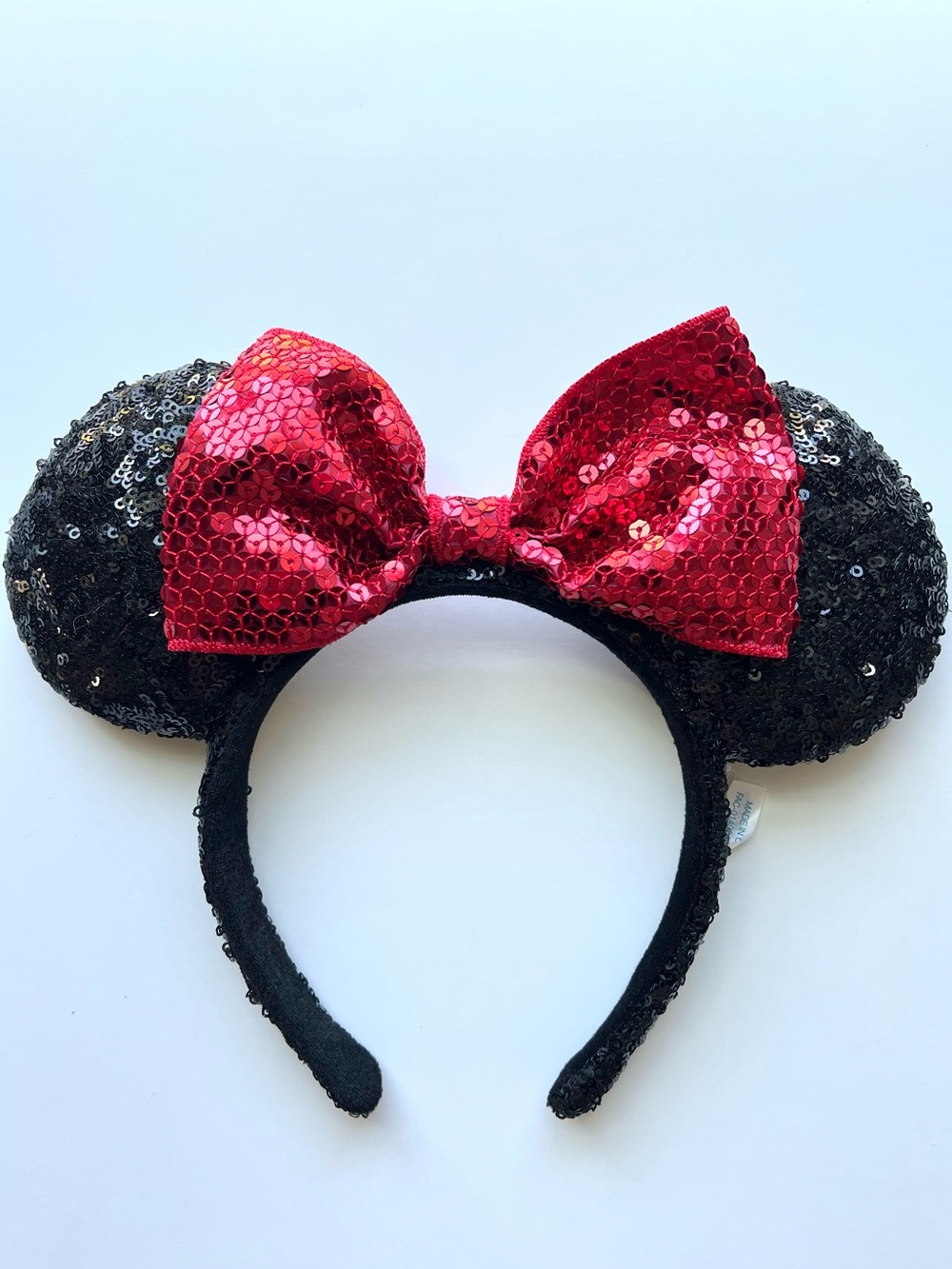 Tokyo Disney Resort Minnie Mouse Sequin Ears Headband Red Bow Japan Exclusive